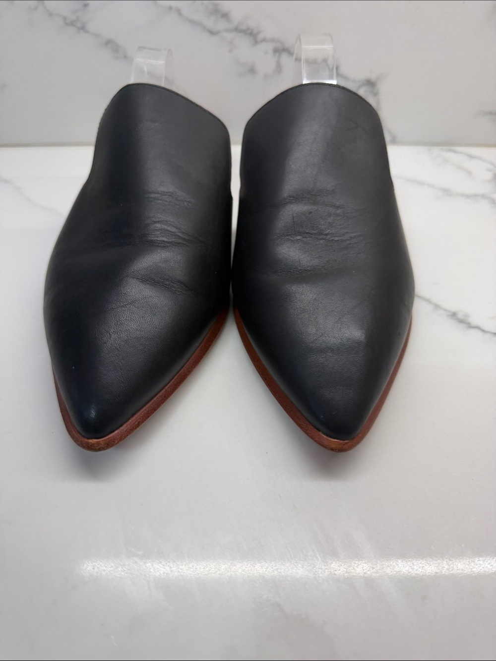 Madewell Women's Black Leather Pointed Slip-On Loafers